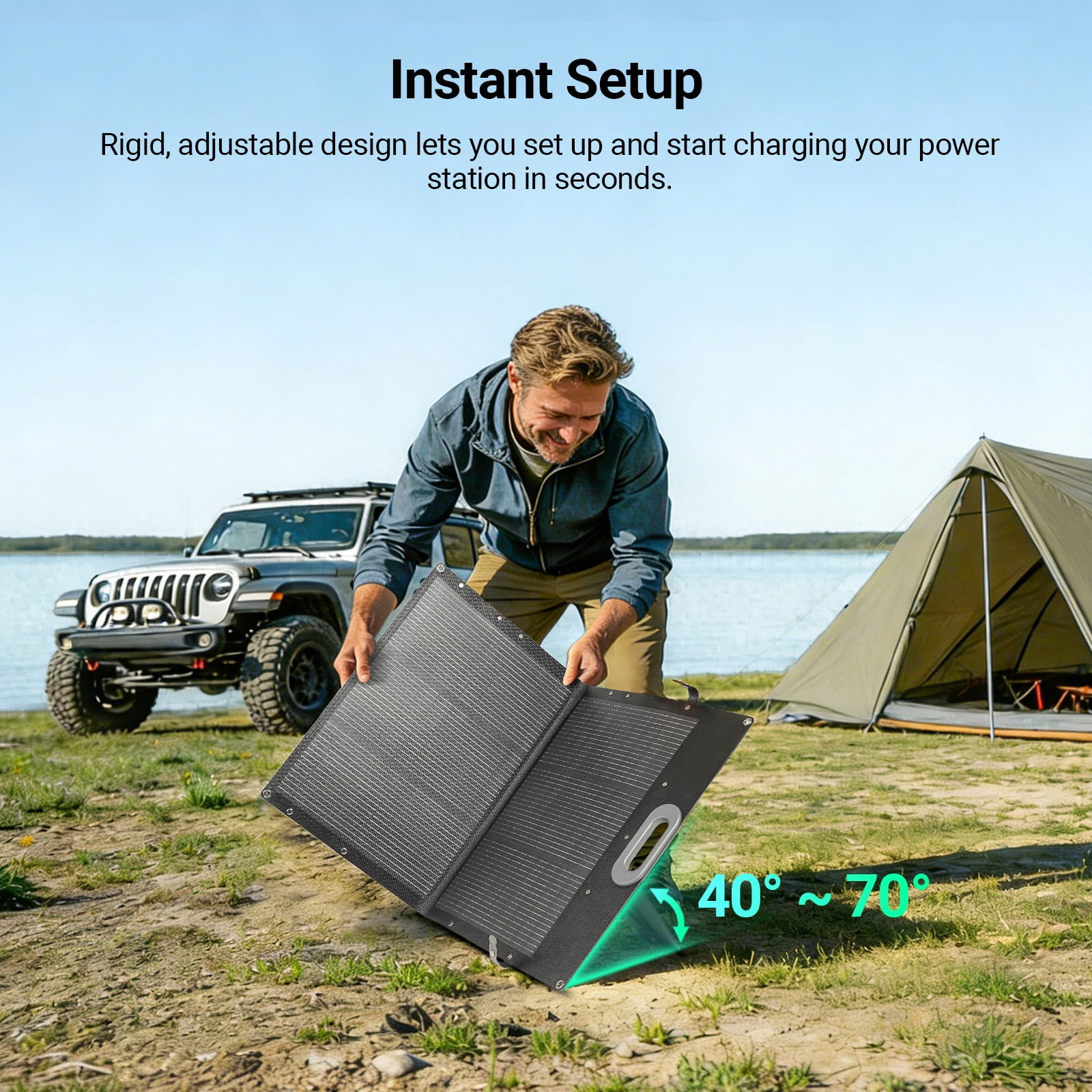 HQST 100W Portable Solar Panel, N-Type 25% High Efficiency Solar Charger for Power Station & Solar Generator, IP67 Waterproof, Foldable with Kickstands for Camping, RV, Off-Grid
