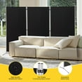 thumbnail image 3 of 3 Panel Privacy Screen, 6 Ft Tall Folding Room Divider, Freestanding Wall Partition, Black, 3 of 6