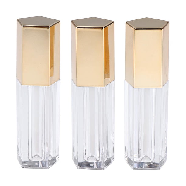 3 uds 5ml claro vacío brillo de labios tubos de aceite lápiz labial botellas recargables Mini muestra Oro Zulema Tubo de brillo de labios vacío