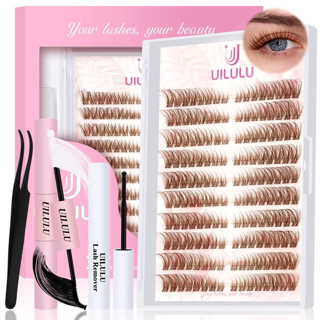 Kit de extensiones de pestañas naturales Uilulu Brown de Lash Clusters