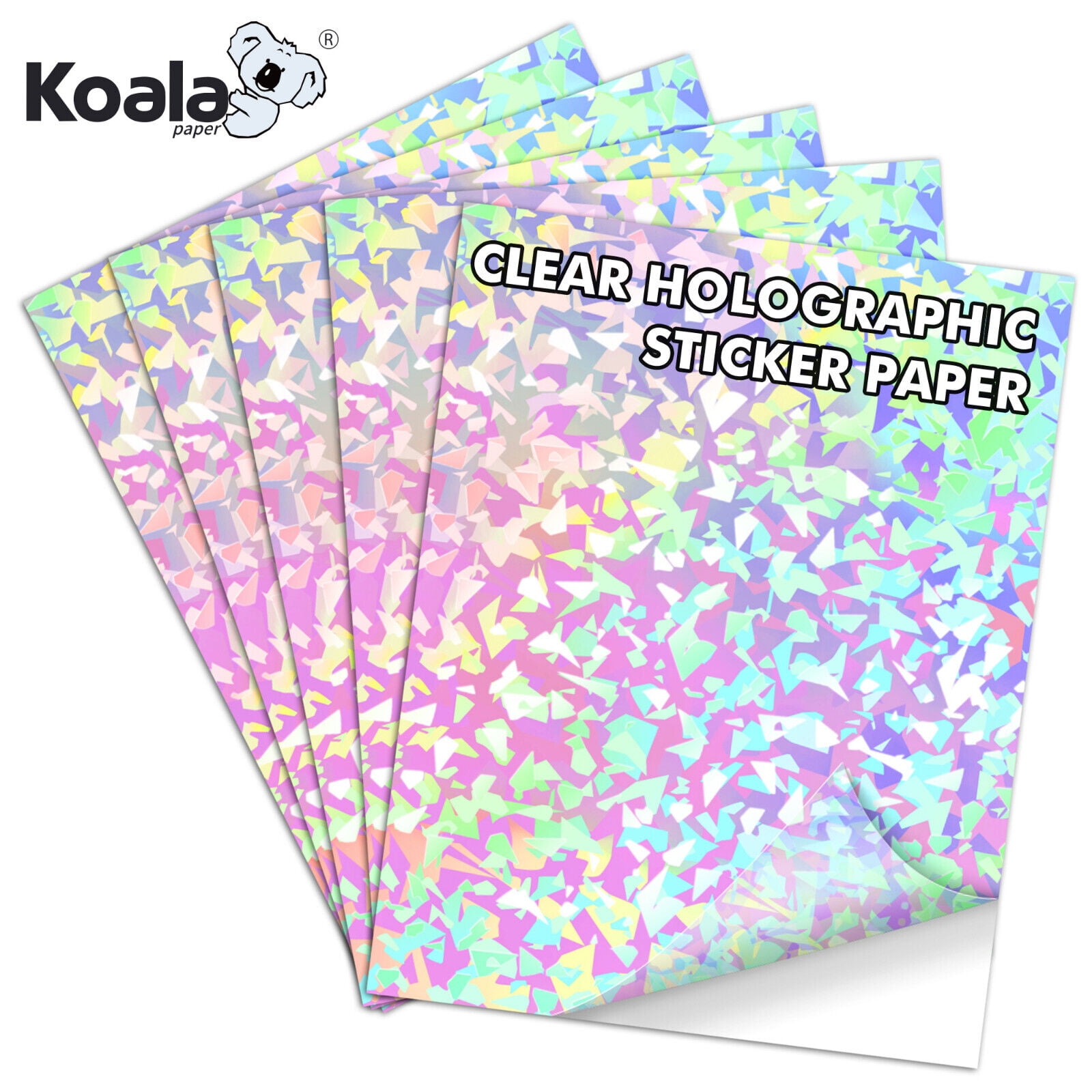 Koala Clear Holographic Sticker Paper GEM Self Seal Overlay Film Clear