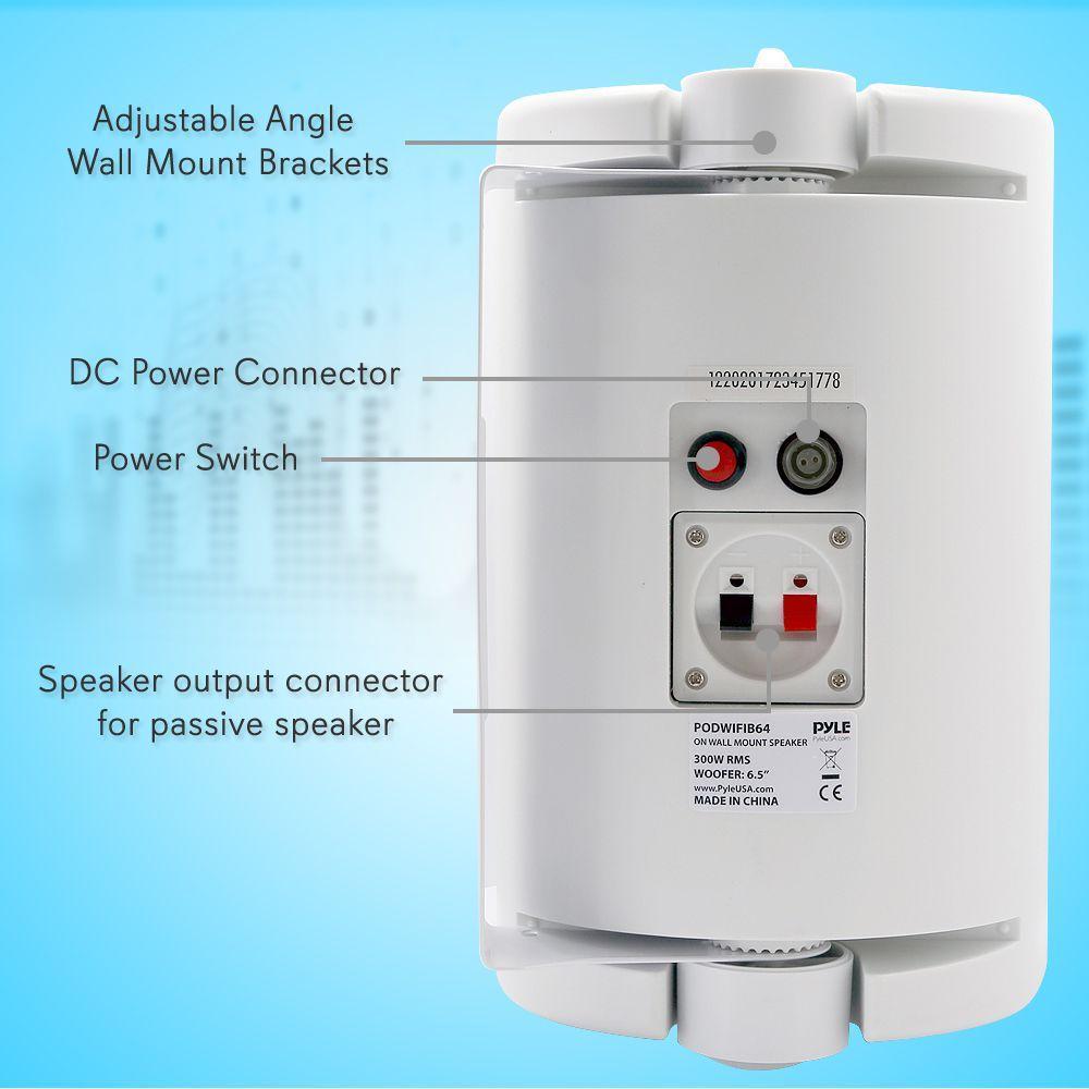 Pyle Dual 6.5'' Wall Mount Speaker System, Bluetooth/WIFI, Waterproof  White (PODWIFIB64)