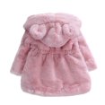 thumbnail image 2 of Baywell Toddler Girls Winter Fleece Coat Kids Hooded Fur Jacket Baby Warm Outwear Pink 5-6T, 2 of 9