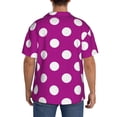 thumbnail image 3 of Lsque Purlpe And White Polka Dot print Men's Cuban Collar Short Sleeve Shirt Summer Beachwear Casual Button Down Fashionable Vacation Leisure Shirt-X-Large, 3 of 7