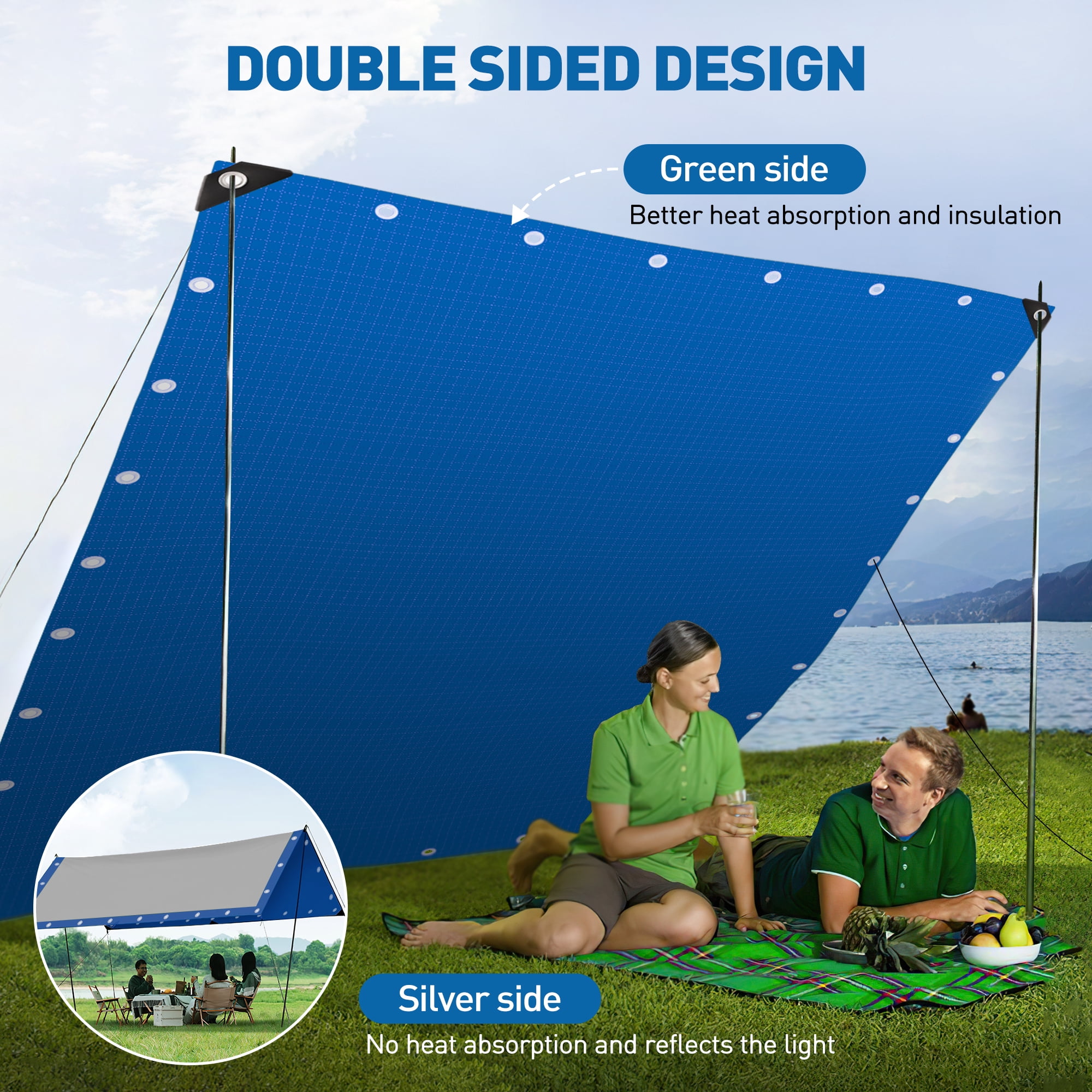 Core Tarps Extra Heavy Duty 16 Mil Tarp Cover, Waterproof, UV Resistant, Rip And Tear Proof, Poly Tarpaulin With Reinforced Edges For Roof, Patio, Pool, Boat (White 12′ X 12 - View #6