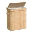 thumbnail image 1 of SONGMICS Cesto para la Ropa Sucia con Tapa, Cesto para la Ropa de Bambú, Cesto para la Ropa Extraíble Lavable a Máquina, con Asas, 26.4 Galones, para Lavadero, Dormitorio, Baño, Beige Natural ULCB063N, 1 of 5