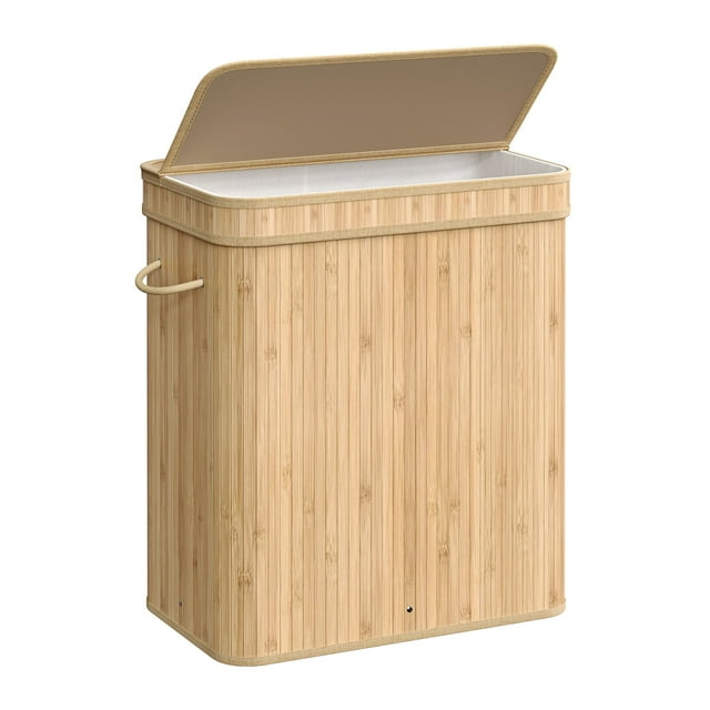 SONGMICS Cesto para la Ropa Sucia con Tapa, Cesto para la Ropa de Bambú, Cesto para la Ropa Extraíble Lavable a Máquina, con Asas, 26.4 Galones, para Lavadero, Dormitorio, Baño, Beige Natural ULCB063N