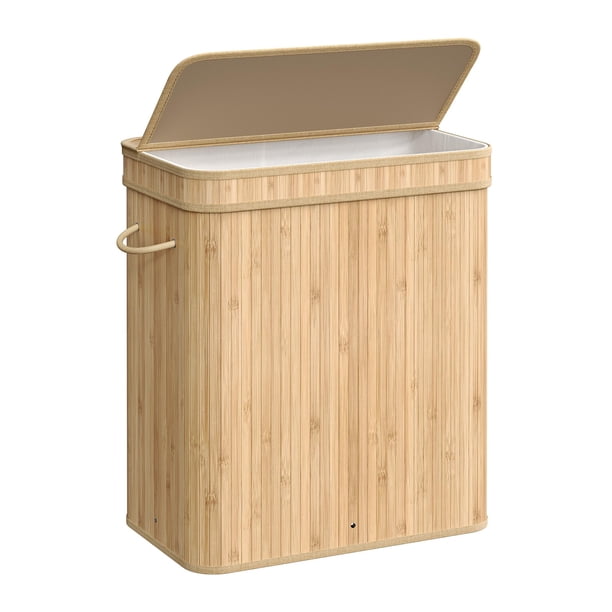 SONGMICS Cesto para la Ropa Sucia con Tapa, Cesto para la Ropa de Bambú, Cesto para la Ropa Extraíble Lavable a Máquina, con Asas, 26.4 Galones, para Lavadero, Dormitorio, Baño, Beige Natural ULCB063N