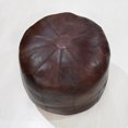 thumbnail image 5 of Round Shaped Goat Leather Handmade Eco-Friendly Brown Pouf - Round Shape Pouf, 14" x 14"x 14", Plain Solid Pouf, Goat Leather Pouf, Recycled Cotton Fill Stuffed Pouf, Leather Seating Pouf, 5 of 5