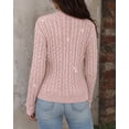 thumbnail image 4 of CHICME Cardigan Sweaters for Women Sparkle Rhinestone Cable Knit V-Neck Long Sleeve Button Down Lightweight Fall Sweater Pink-L, 4 of 9