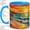 Blue, variant on Sunset Ocean Coffee Mug, Stained Glass Wave Art, Coastal Daily Tea Sips