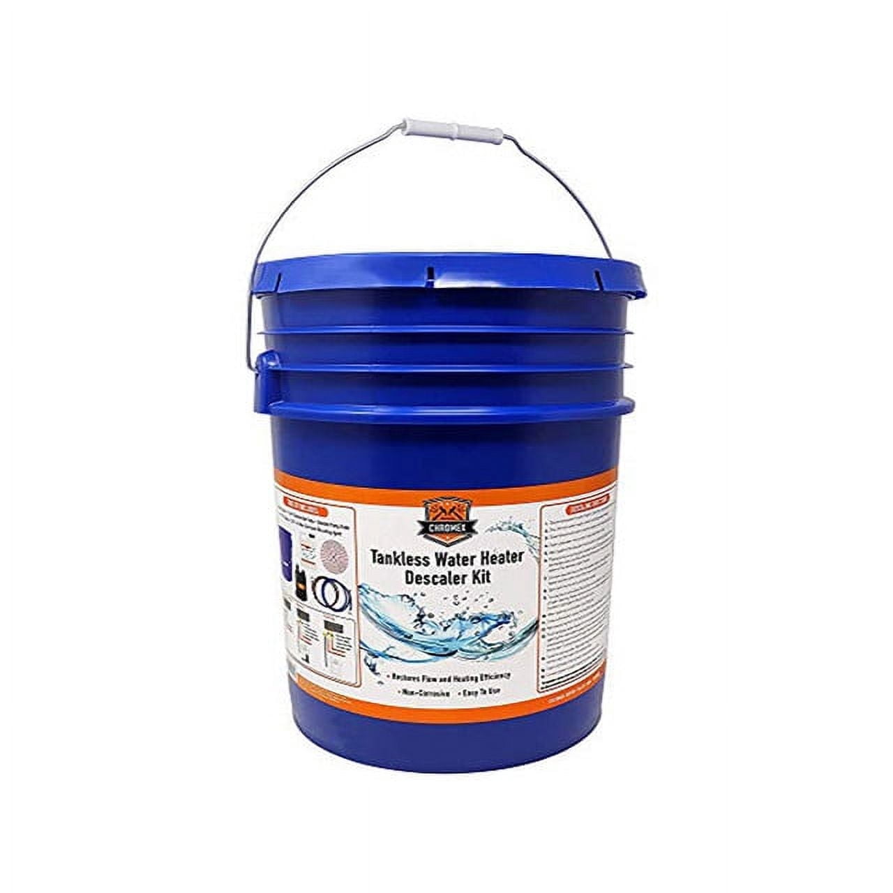 Chromex Tankless Water Heater Flush Kit with 3.5 Gallon Bucket and Pump, Just Add Vinegar, Blue