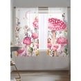 thumbnail image 5 of Sheer Curtains 72 inches Long, Watercolor Mushroom Pink Flower Butterfly Ladybug Light Filtering Sheer Window Curtains Rod Pocket Voile Drapes for Bedroom Living Room, 52"W x 72"L 2 Panels, 5 of 7