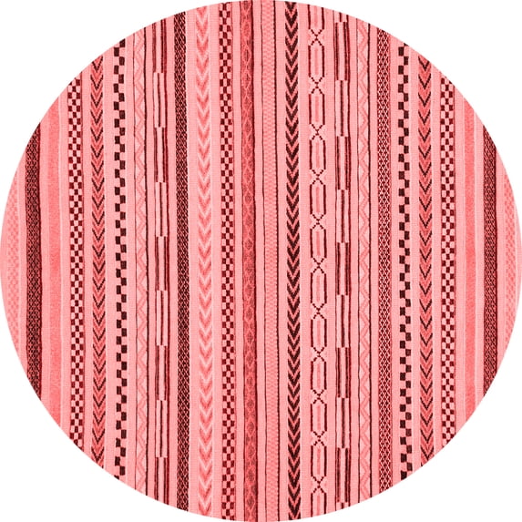 Ahgly Company Machine Washable Indoor Round Abstract Red Modern Area Rugs, 5' Round
