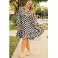 thumbnail image 6 of Ahlaray Eyecatching Geometric Print Plus Size V Neck Mini Dress - A Trendy Statement, 6 of 8
