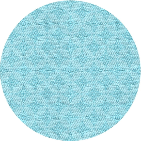 Ahgly Company Machine Washable Indoor Round Transitional Blue Diamond Blue Area Rugs, 5' Round