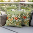 thumbnail image 4 of Spring Flowers Pillow Covers 2 Pack Vintage Oil Painting White Red Yellow Blue Floral Leaf Green Pillowcase Waterproof Outdoor Throw Pillow Cover for Patio Garden Square Cushion 16”x16”, 4 of 9