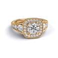 thumbnail image 2 of 2.30ctw Lab Created White Sapphire and Diamonds Ring Rose Gold 14K Art Deco Round, 2 of 3