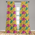 thumbnail image 5 of Ambesonne Geometric Curtains, Triangle Head Bones, Pair of 28"x63", Earth Yellow Jade Green, 5 of 5