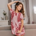 thumbnail image 3 of Naloa Red Meat Print Women Nightgowns,Womens Loungewear,Short Sleeve Sleepwear,Comfy Ladies Nightdress, 3 of 6