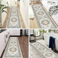 thumbnail image 7 of Findosom 2'x10' Vintage Boho Runner Rug Non Slip Washable Runner Rug Distressed Medallion Area Rug Farmhouse Hallway Runner Entrance Mat Carpet for Entrance Laundry Room Kitchen Floor Blue, 7 of 7