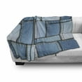 thumbnail image 3 of Country Soft Flannel Fleece Throw Blanket, Patchwork of Different Size Shapes Pattern Vertical Warp Beam Artprint Geometric, Cozy Plush for Indoor and Outdoor Use, 50" x 60", Blue, by Ambesonne, 3 of 6