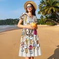 thumbnail image 4 of Balery Ice Cream Vestidos sueltos de manga corta para mujer, vestidos de verano 2025, vestidos casuales de corte A con vuelo., 4 of 6