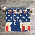 thumbnail image 3 of Ambesonne 4th of July Quilted Bedspread Set 3 Pcs, Grunge Flag Design, King Size, Vermilion Navy Blue, 3 of 3