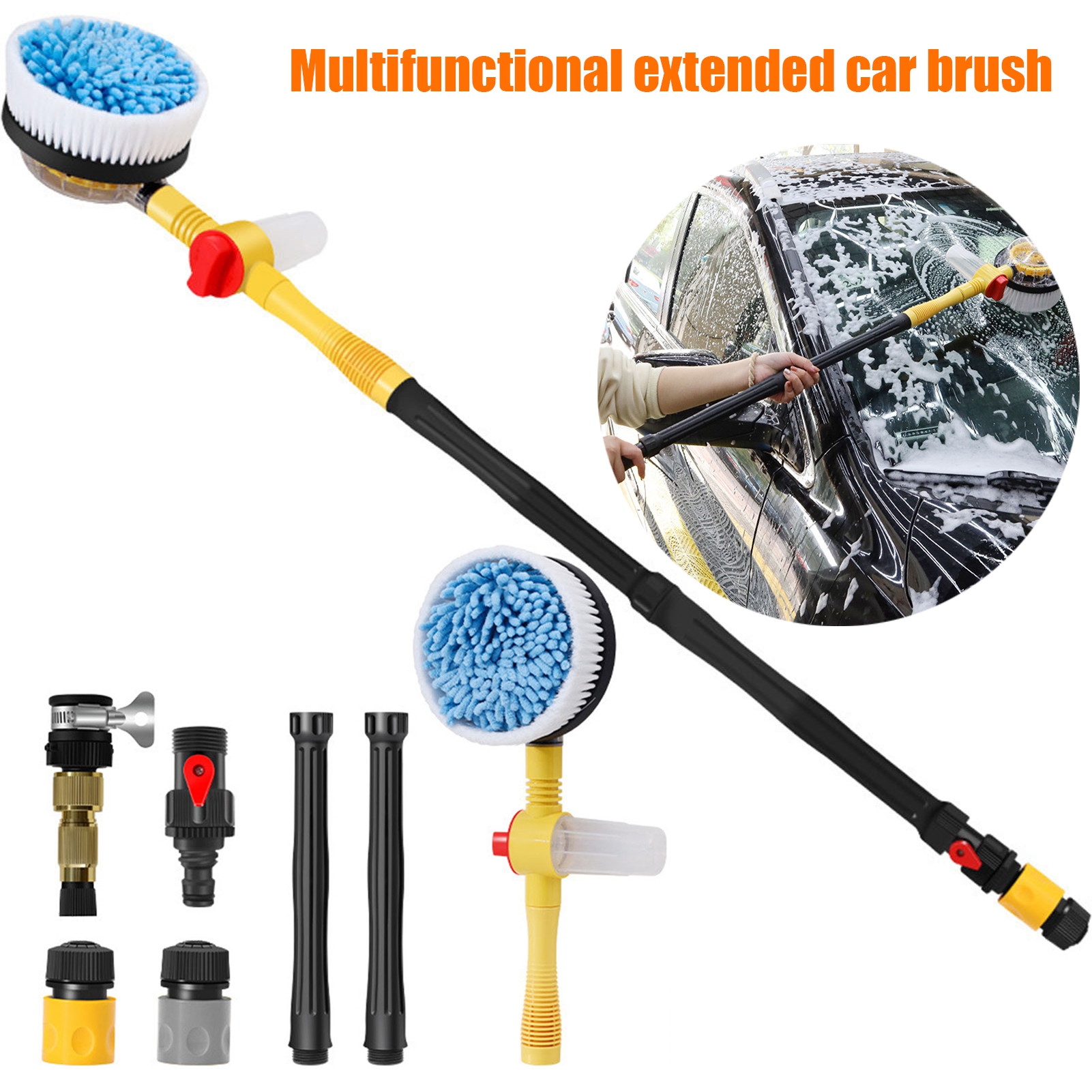 Washranp Car Wash Brush with Long Handle,360Degree Spin Car Mop Auto