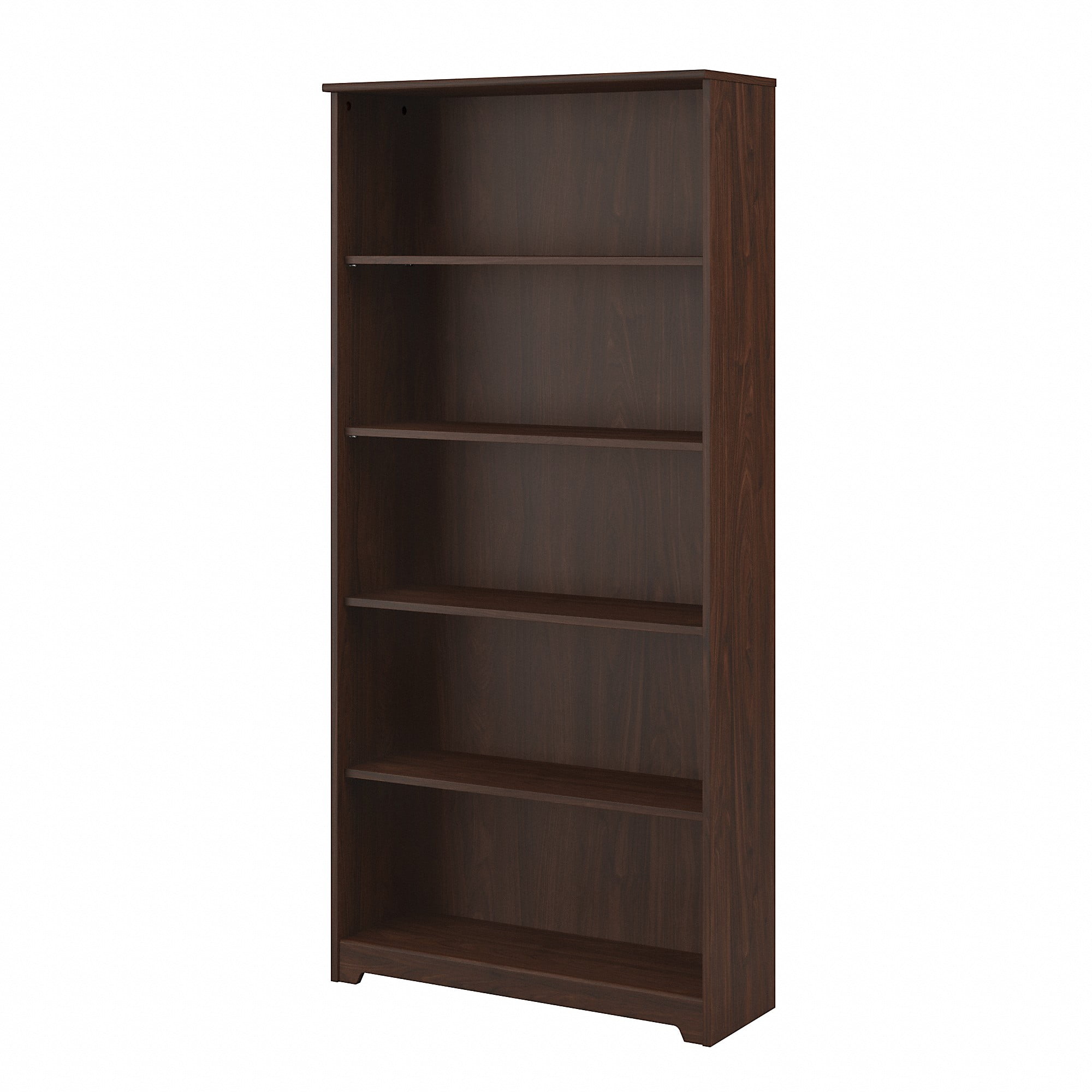 71 Inch Tall 5-Shelf Bookcase Closed Back Adjustable White Black or Wood Finish 