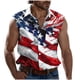 thumbnail image 1 of Camisas de Cuello para Hombres, Moda Casual Día de la Independencia Imprimir Turndown Bolsillos sin Mangas Tanque Deportivo, 1 of 5