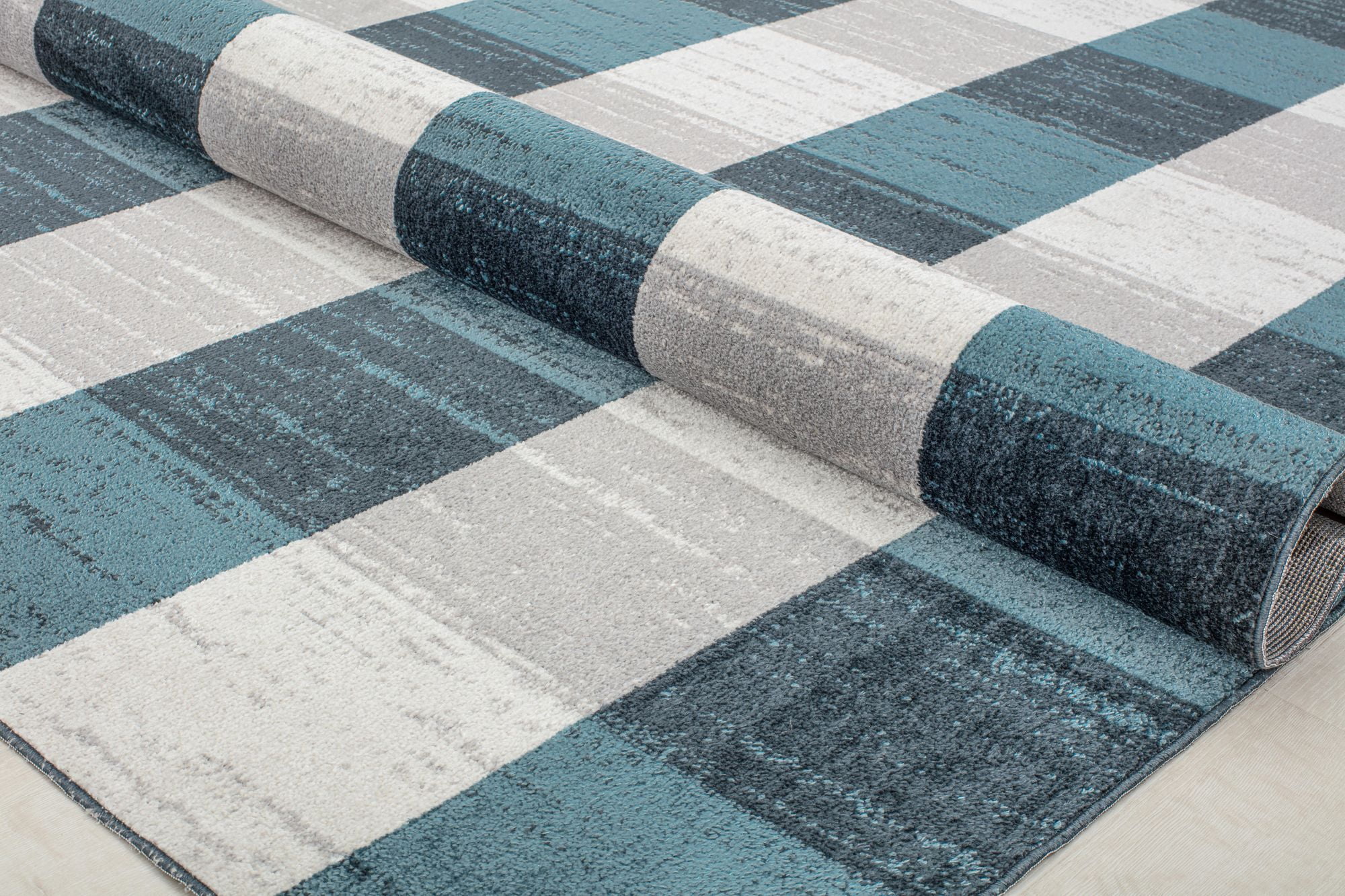 Rugs America Jaelyn JD65A Bedford Check Modern Contemporary Blue Area Rug, 8'0"X10'0"