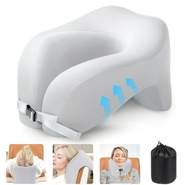 Ouwald Travel Pillow, Memory Foam Travel Neck Pillow, 360° Head & Neck Support Neck Pillow for Traveling, Car, Home, Airplane Pillow Sleeping, Grey