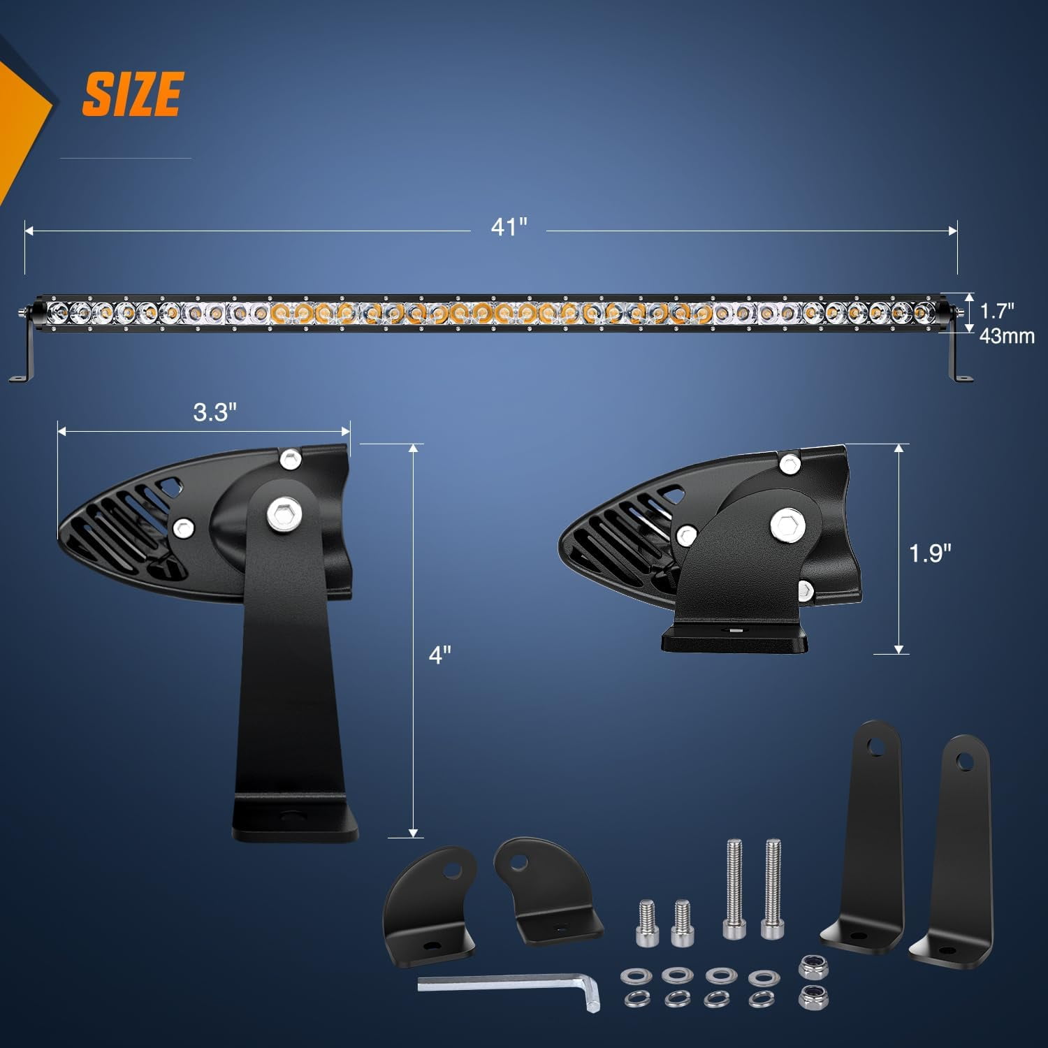 Nilight 41 Inch Amber Single Row Led Light Bar Super Slim 200W Spot & Flood Combo Driving Off Road 3D LED Fog & Driving Light Roof Bumper Light Bars for Trucks Ford Boat ATV UTV, 2 Years Warranty