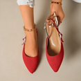 thumbnail image 4 of Red Women Casual One Strap Backless Pointed Toe Flat Shoes Low Cut Comfortable Slip On Cloth, 4 of 9
