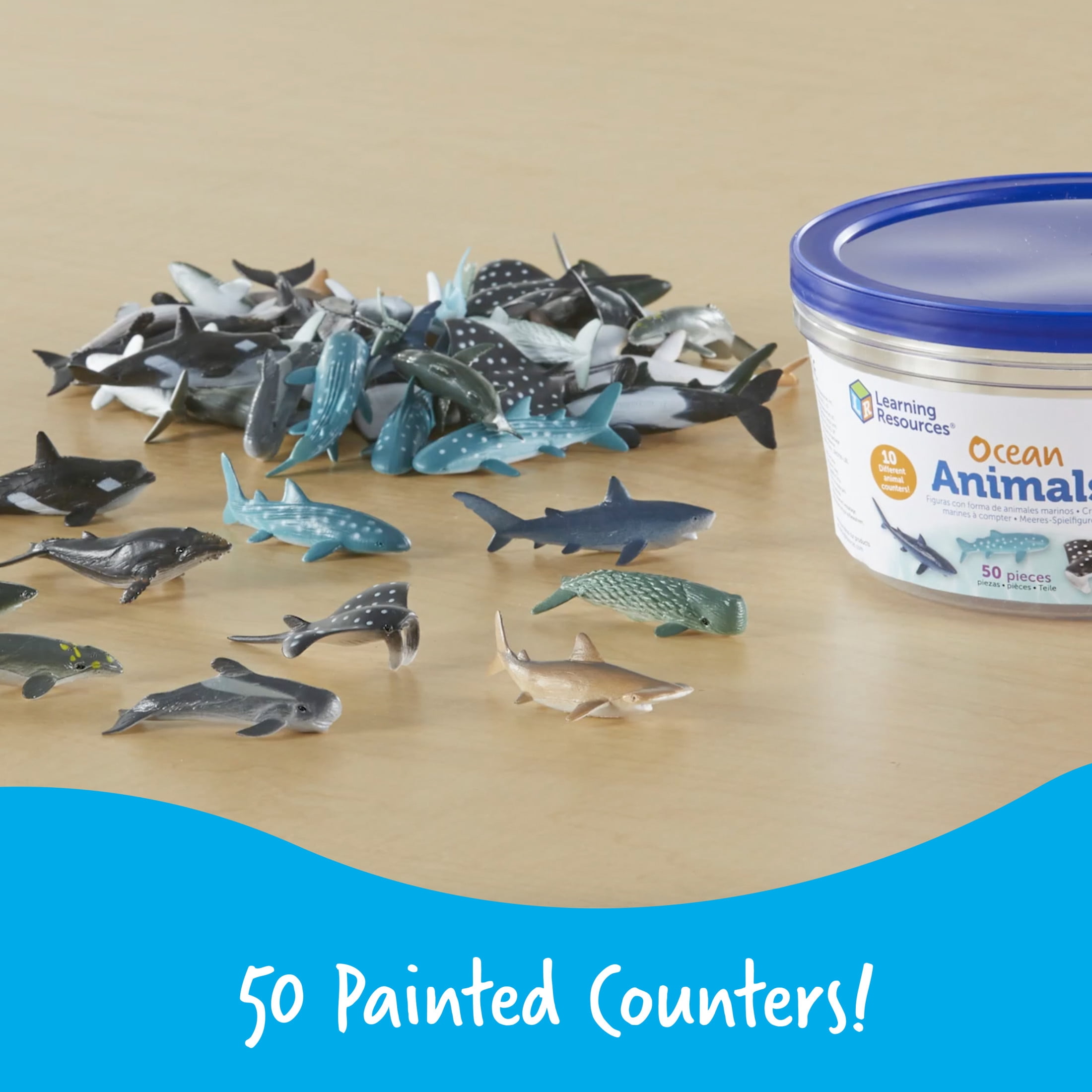 Learning Resources Ocean Animals, Counters, Imaginative Play, Set of 50 Different Ocean Animals, 50 Pieces, Ages 3+