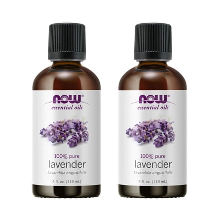 NOW Essential Oils, Lavender Oil, Soothing Aromatherapy Scent, Steam Distilled, 100% Pure, Vegan, Child Resistant Cap, 4-Ounce - 2 Packs