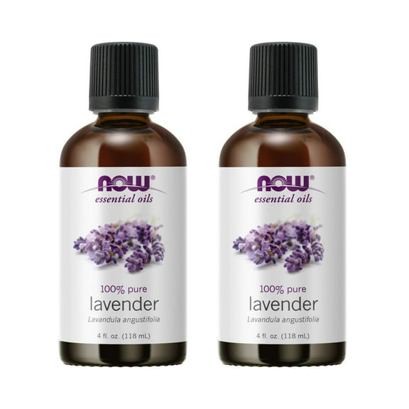 NOW Essential Oils, Lavender Oil, Soothing Aromatherapy Scent, Steam Distilled, 100% Pure, Vegan, Child Resistant Cap, 4-Ounce - 2 Packs