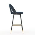 thumbnail image 4 of Akoya Collection Modern | Contemporary Velvet Upholstered Connor 28" Bar Stool & Counter Stools with Nailheads and Gold Tipped Black Metal Legs,Set of 2 (Blue), 4 of 9
