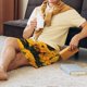 thumbnail image 5 of Balery Flower Bush Sunflower Pantalones cortos de pijama de punto de algodón para hombre con cinturilla y bolsillos-Large, 5 of 6