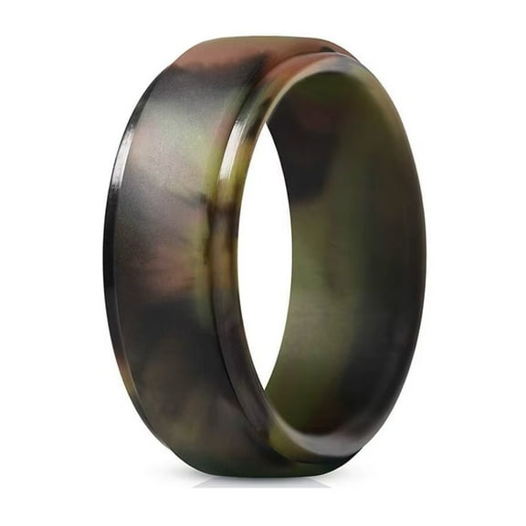 Silicone Wedding Ring Band Men Woman Black Temporary Rubber Flex Gym Camouflage