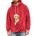 thumbnail image 2 of Wovilon Men's Pet Pouch Hoodie, Long Sleeve Pullover with Kangaroo Pocket and Drawstring, Loose Fit Solid Color for Fall Winter, 2 of 6