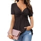 thumbnail image 1 of ICHUANYI Clearance Women's Casual V-neck Bow Sexy Short-sleeved T-shirt Top(Black, XL) ICHUANYI WER2023080702972, 1 of 6