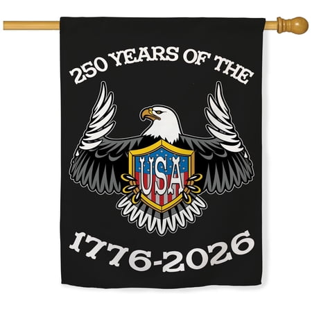 250 Years USA Eagle Shield - America 250 House Flag 28x40 Patriotic Outdoor Decor - 1776 2026 Commemorative USA Banner