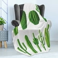 thumbnail image 4 of Cactus Soft Flannel Fleece Throw Blanket, Print Cartoon Style Image Hot Mexican Desert Plant Cactus Types with Spikes Image Art, Cozy Plush for Indoor and Outdoor Use, 70" x 90", Green, by Ambesonne, 4 of 5