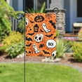 thumbnail image 5 of Halloween Orange Pumpkins Skulls Bats Spiders Ghosts Double Sided Garden Flag Decorative Weather Resistant Yard Flag, Large DIY Vertical Flag for Farmhouse Patio Lawn, 28x40 Inch, 5 of 6