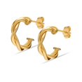 thumbnail image 3 of Charmsy 14K Gold Plated 925 Sterling Silver Post Hoop Earrings for Women | Small Twisted C Hoops Earring | Size 15mm, 3 of 5