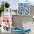 thumbnail image 2 of Muphyers 8-Piece Wicker Swivel Rocking Chair Patio Set, Outdoor Patio Furniture Set with Ottomans, 4" Cushions, Adjustable Feet, Double‑Layer Glass Table for Porch Garden Deck Relaxation,Turquoise, 2 of 6