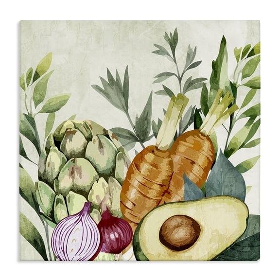 Stupell Industries Organic Vegetable Harvest Food & Beverage Painting Wrapped Canvas Canvas Art Print Wall Art, 17 x 17