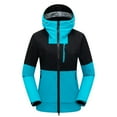 thumbnail image 3 of Bigersell Women Long Sleeve Zip up Jackets Ski Suits Fall and Winter Women Rain Jackets Outdoor Removable Waterproof Keeping Warm Thicken Hooded Patchwork Raincoat Ski Suit Female Full Zip Warm Coats, 3 of 6